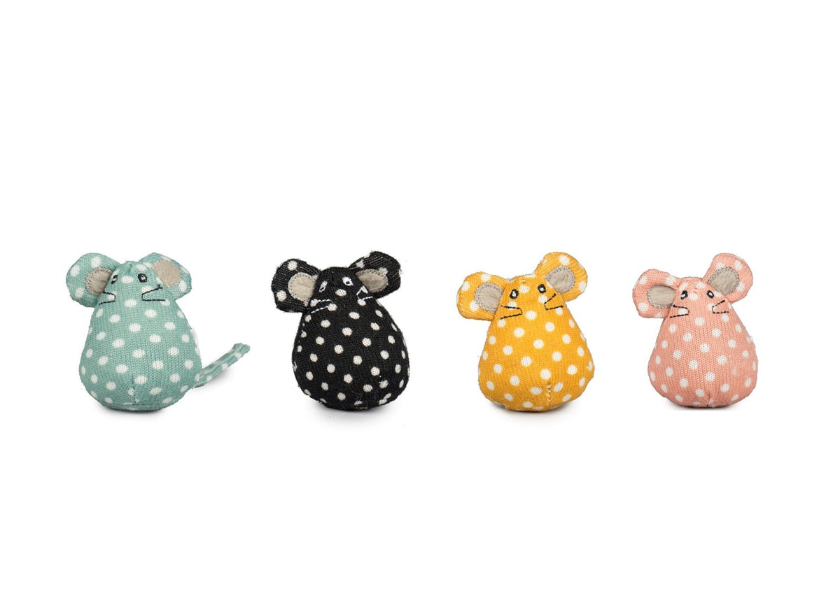 HuggleHounds HuggleKats Polka Dot Mice Cat Toy Bucket, 16 Pack