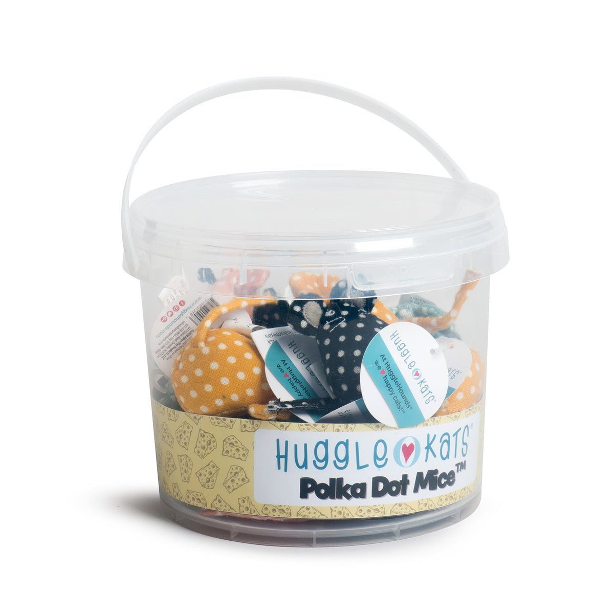 HuggleHounds HuggleKats Polka Dot Mice Cat Toy Bucket, 16 Pack