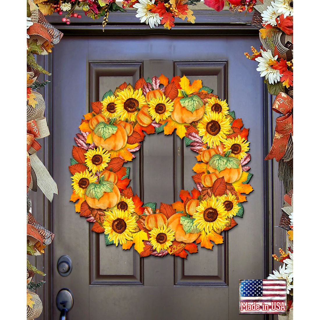 G. DeBrekht Fall Holiday Wooden Door Wreath
