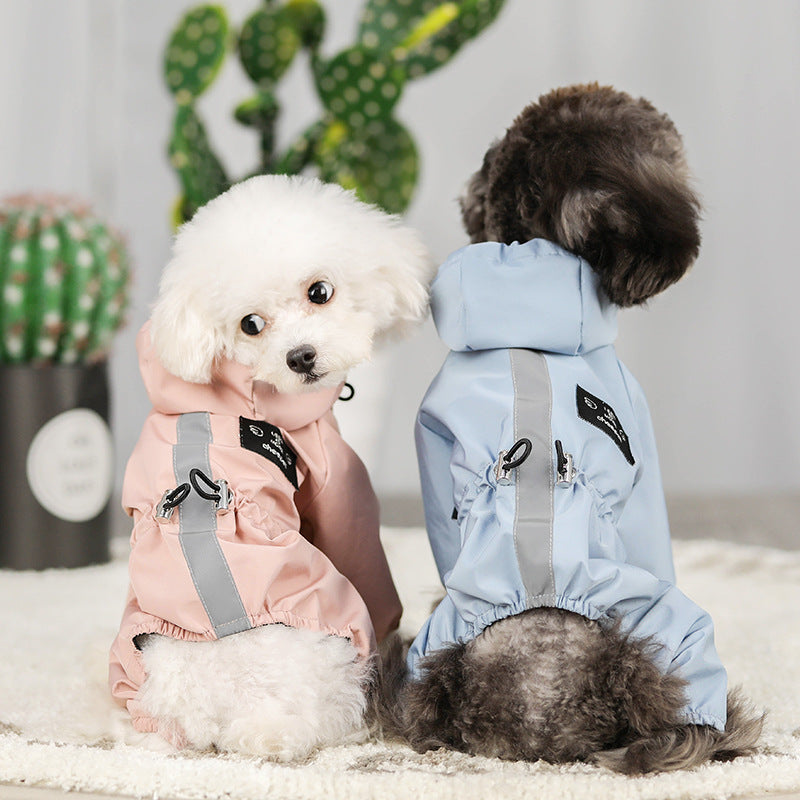 Full-Coverage Hooded Waterproof Dog Raincoat