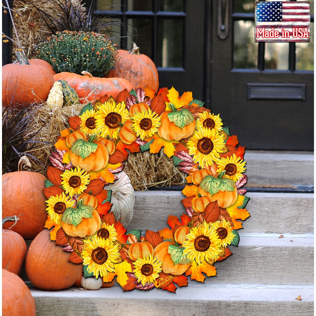 G. DeBrekht Fall Holiday Wooden Door Wreath