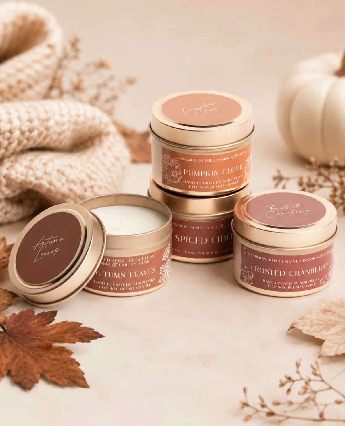 Freedom Studios Fall Candle Gift Set, Set of 4 Tins