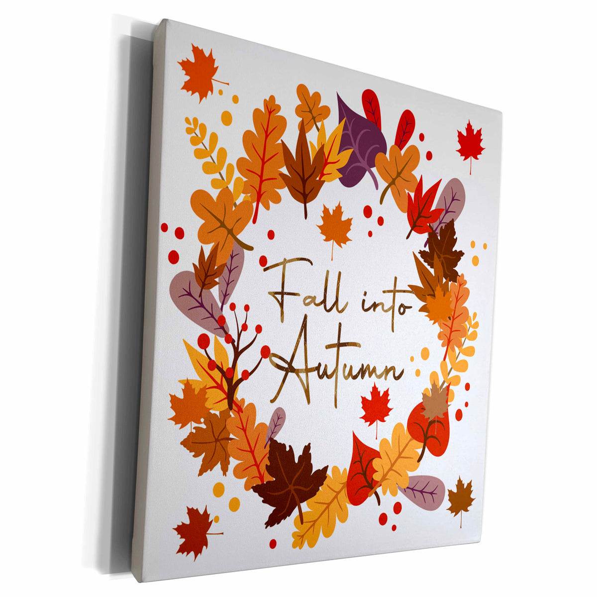 3dRose Fall Into Autumn Leaves Wreath Canvas Wrap