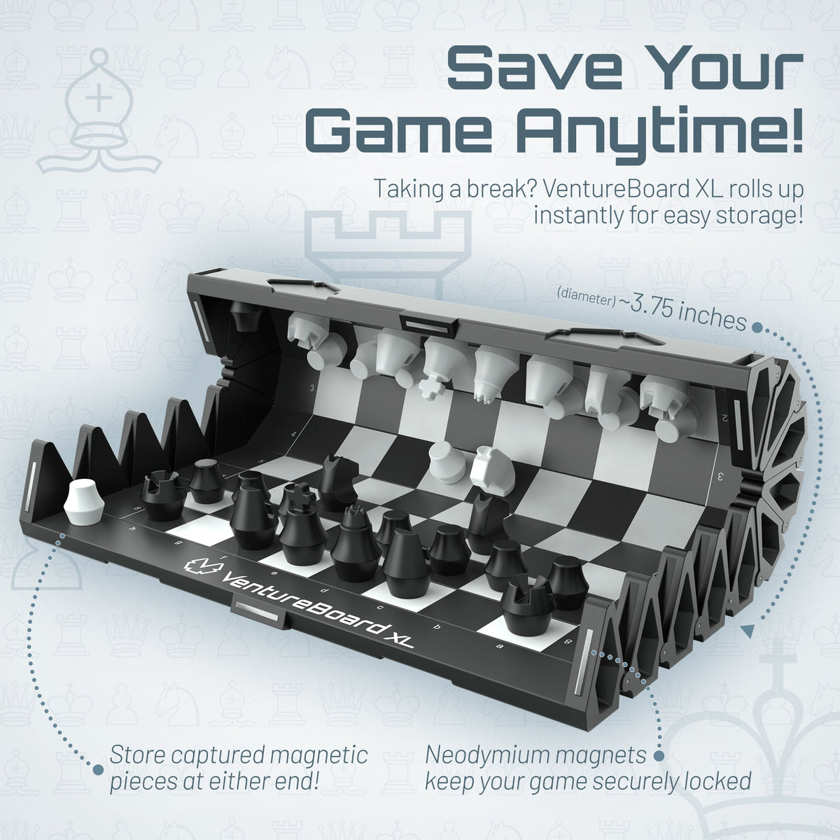VentureBoard XL Magnetic Roll-Up Chess Set