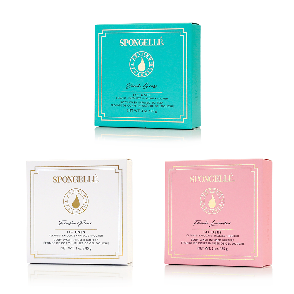 Spongellé Fresh Boxed Flower Set, 3 Body Wash Infused Buffers