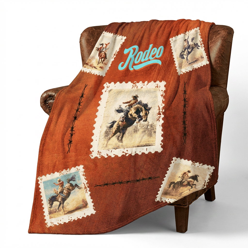Baha Ranch Old Rodeo Western Throw Blanket 60" x 80"