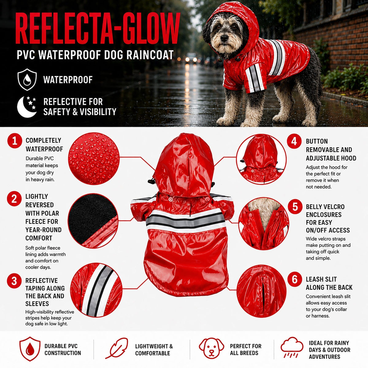Reflective Waterproof Dog Raincoat