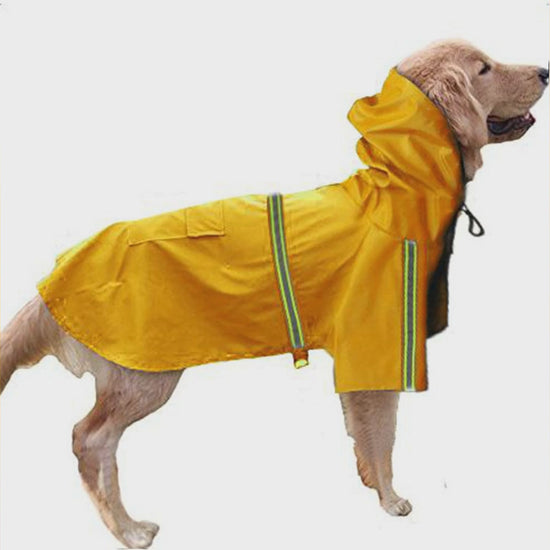Waterproof Reflective Dog Rain Cape in yellow, orange, blue and pink