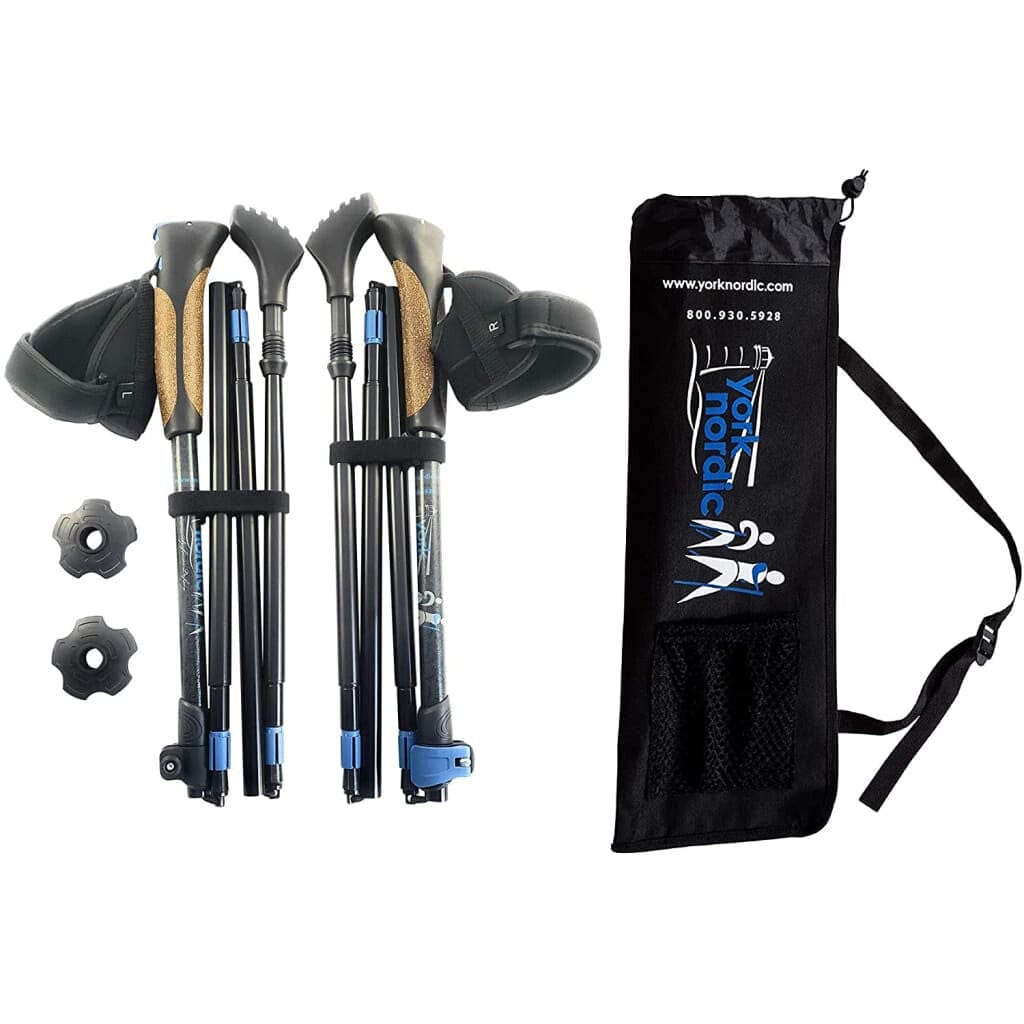 York Nordic Travel Folding Walking & Hiking Poles, 13.5 in Folded
